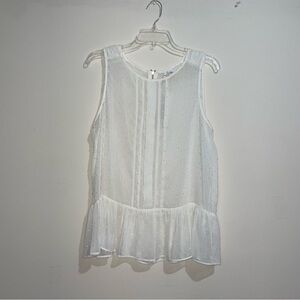 Kohl’s Elle Urban Traveler White Peplum Textured Polka Dot Sleeveless Blouse NWT